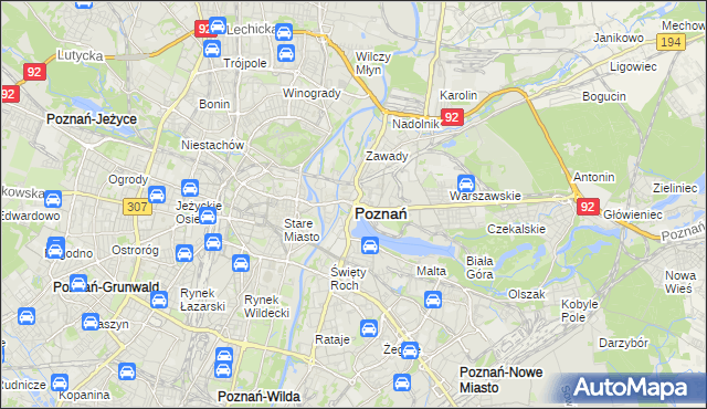 mapa Poznania, Poznań na mapie Targeo