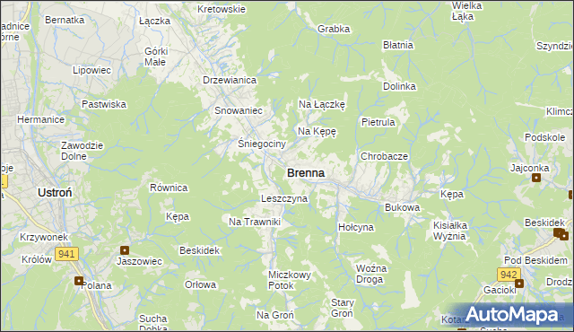 mapa Brenna, Brenna na mapie Targeo
