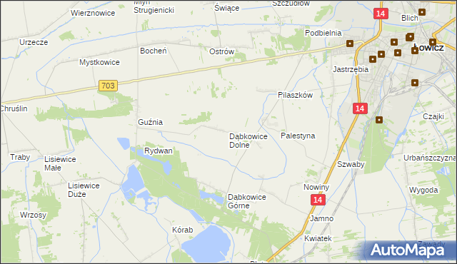 mapa Dąbkowice Dolne, Dąbkowice Dolne na mapie Targeo
