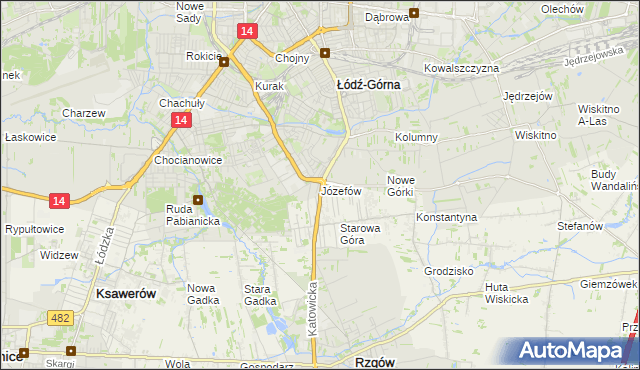 mapa Józefów gmina Łódź, Józefów gmina Łódź na mapie Targeo