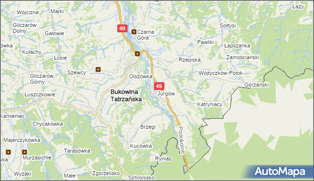 mapa Jurgów, Jurgów na mapie Targeo