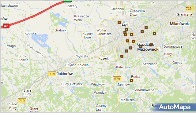 mapa Kozerki, Kozerki na mapie Targeo