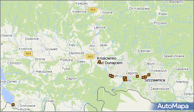 mapa Krościenko nad Dunajcem, Krościenko nad Dunajcem na mapie Targeo