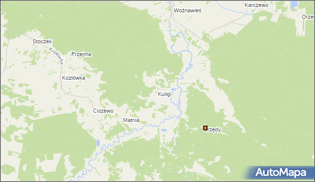 mapa Kuligi gmina Rajgród, Kuligi gmina Rajgród na mapie Targeo