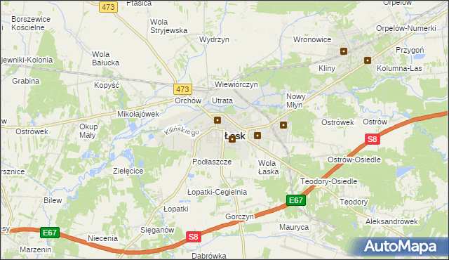 mapa Łask, Łask na mapie Targeo