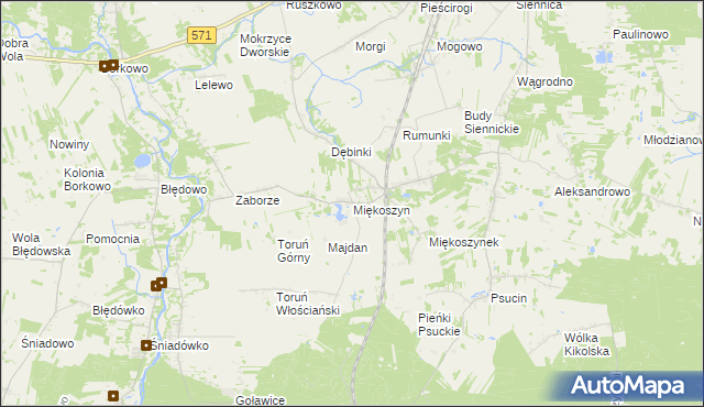 mapa Miękoszyn, Miękoszyn na mapie Targeo