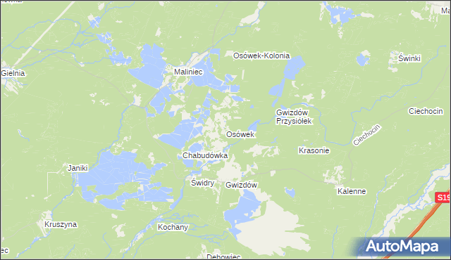 mapa Osówek gmina Potok Wielki, Osówek gmina Potok Wielki na mapie Targeo