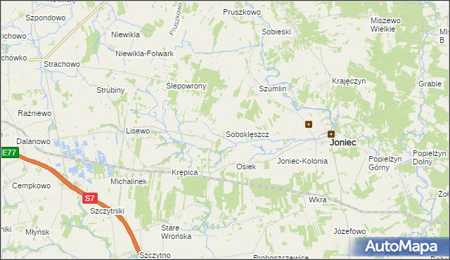 mapa Soboklęszcz gmina Joniec, Soboklęszcz gmina Joniec na mapie Targeo