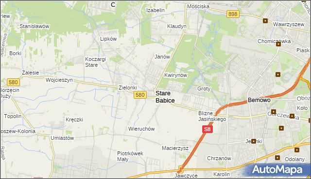 mapa Stare Babice, Stare Babice na mapie Targeo