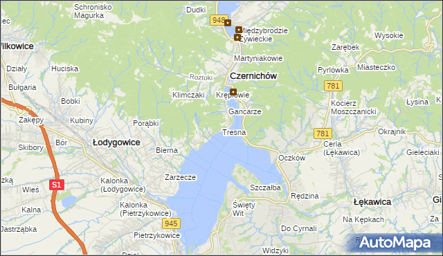 mapa Tresna, Tresna na mapie Targeo