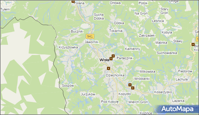 mapa Wisła, Wisła na mapie Targeo