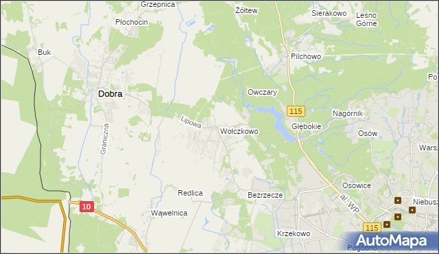 mapa Wołczkowo, Wołczkowo na mapie Targeo