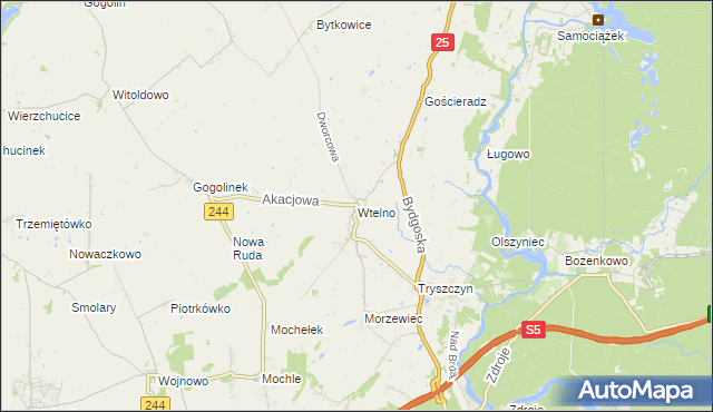 mapa Wtelno, Wtelno na mapie Targeo