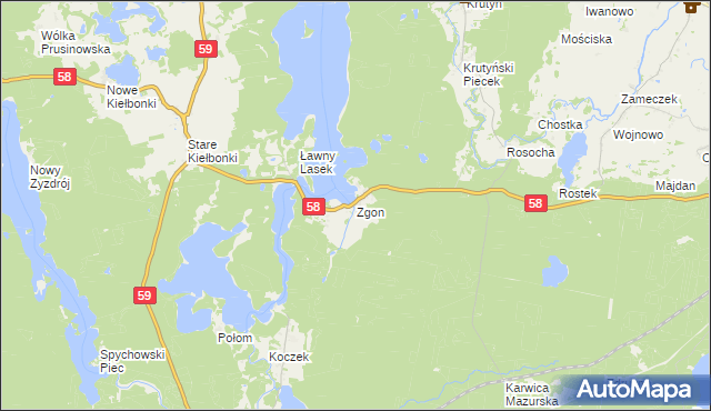 mapa Zgon, Zgon na mapie Targeo