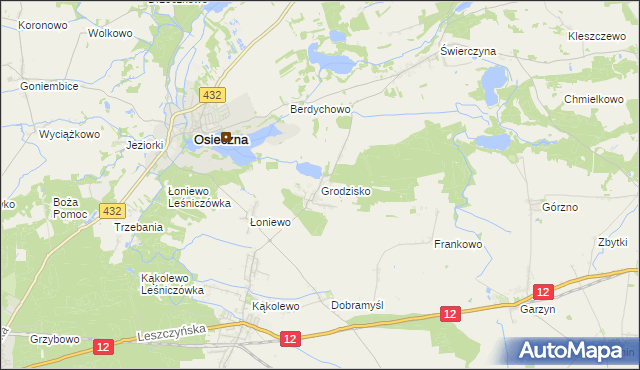 mapa Grodzisko gmina Osieczna, Grodzisko gmina Osieczna na mapie Targeo