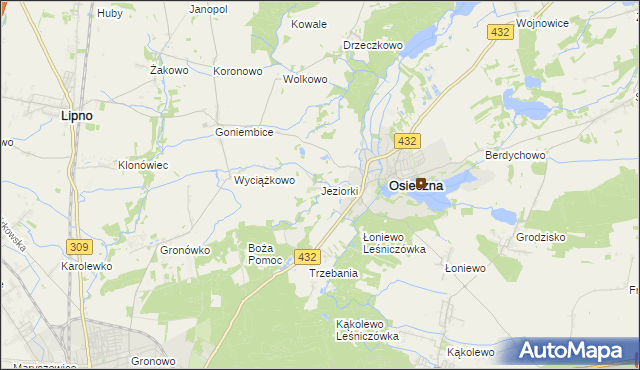 mapa Jeziorki gmina Osieczna, Jeziorki gmina Osieczna na mapie Targeo