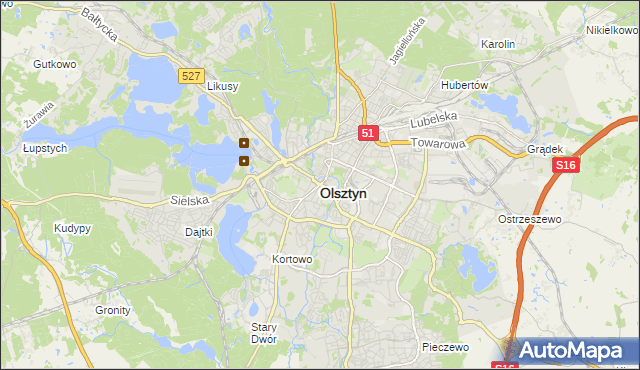 mapa Olsztyna, Olsztyn na mapie Targeo