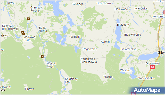 mapa Pogorzelec gmina Giby, Pogorzelec gmina Giby na mapie Targeo