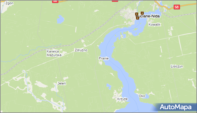 mapa Pranie, Pranie na mapie Targeo