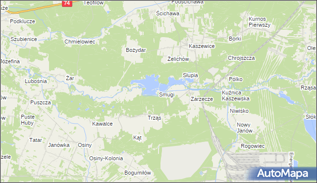 mapa Smugi gmina Kluki, Smugi gmina Kluki na mapie Targeo