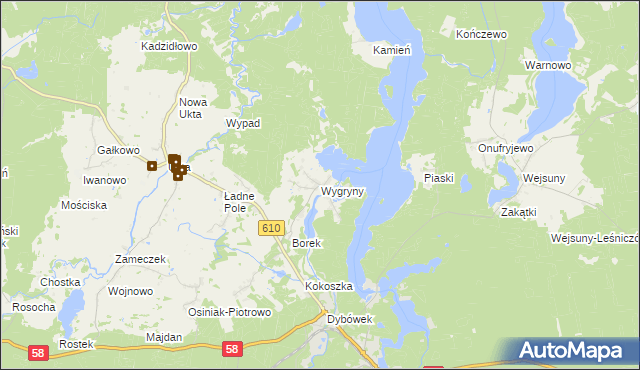 mapa Wygryny, Wygryny na mapie Targeo