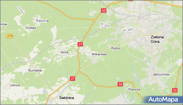 mapa Wilkanowo gmina Świdnica, Wilkanowo gmina Świdnica na mapie Targeo