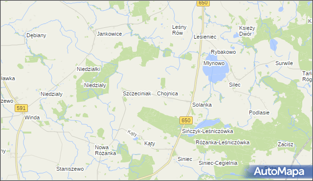 mapa Chojnica gmina Srokowo, Chojnica gmina Srokowo na mapie Targeo