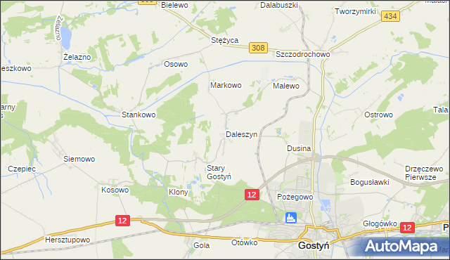 mapa Daleszyn, Daleszyn na mapie Targeo