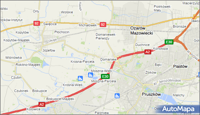 mapa Domaniew gmina Brwinów, Domaniew gmina Brwinów na mapie Targeo