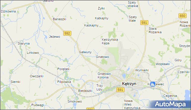 mapa Gnatowo gmina Kętrzyn, Gnatowo gmina Kętrzyn na mapie Targeo
