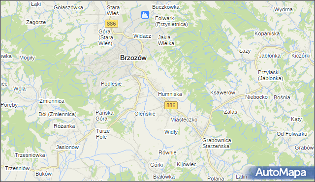 mapa Humniska, Humniska na mapie Targeo