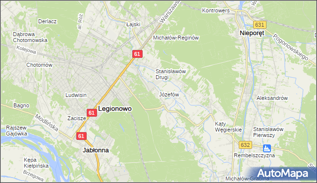 mapa Józefów gmina Nieporęt, Józefów gmina Nieporęt na mapie Targeo