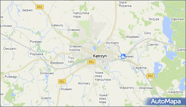 mapa Kętrzyn, Kętrzyn na mapie Targeo