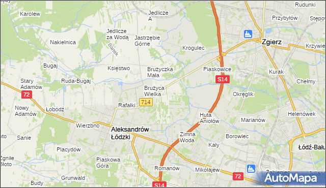 mapa Kolonia Brużyca, Kolonia Brużyca na mapie Targeo