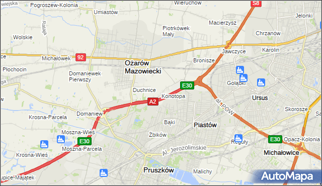 mapa Konotopa gmina Ożarów Mazowiecki, Konotopa gmina Ożarów Mazowiecki na mapie Targeo