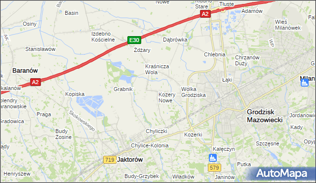mapa Kozery Nowe, Kozery Nowe na mapie Targeo