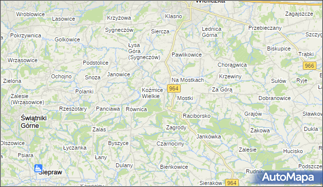 mapa Koźmice Małe, Koźmice Małe na mapie Targeo