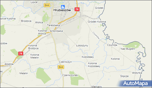 mapa Łotoszyny, Łotoszyny na mapie Targeo