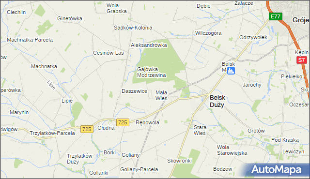 mapa Mała Wieś gmina Belsk Duży, Mała Wieś gmina Belsk Duży na mapie Targeo