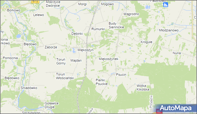 mapa Miękoszynek, Miękoszynek na mapie Targeo