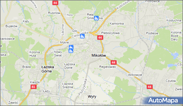 mapa Mikołów, Mikołów na mapie Targeo