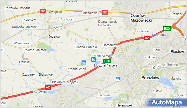 mapa Moszna-Wieś, Moszna-Wieś na mapie Targeo