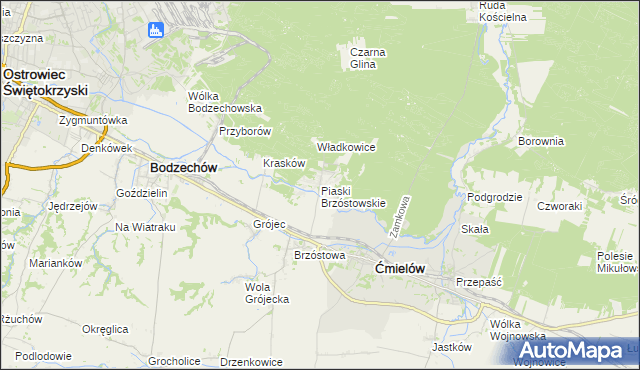 mapa Piaski Brzóstowskie, Piaski Brzóstowskie na mapie Targeo