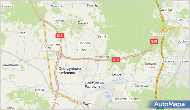 mapa Podleńce, Podleńce na mapie Targeo