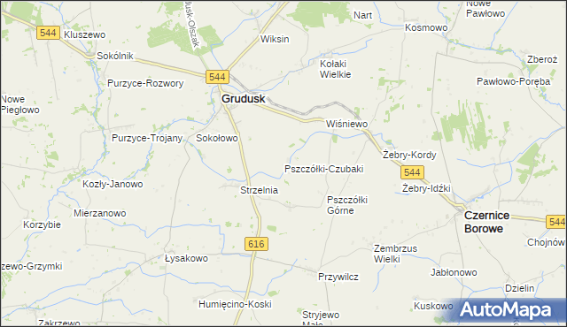 mapa Pszczółki-Czubaki, Pszczółki-Czubaki na mapie Targeo