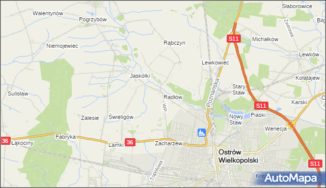 mapa Radłów gmina Raszków, Radłów gmina Raszków na mapie Targeo
