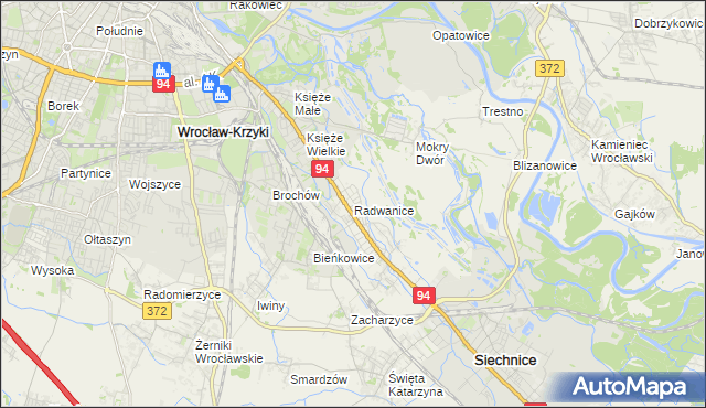 mapa Radwanice gmina Siechnice, Radwanice gmina Siechnice na mapie Targeo