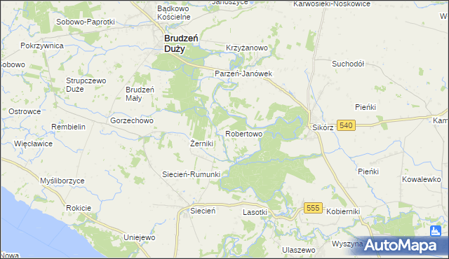 mapa Robertowo, Robertowo na mapie Targeo