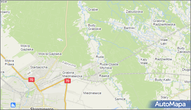 mapa Ruda gmina Skierniewice, Ruda gmina Skierniewice na mapie Targeo