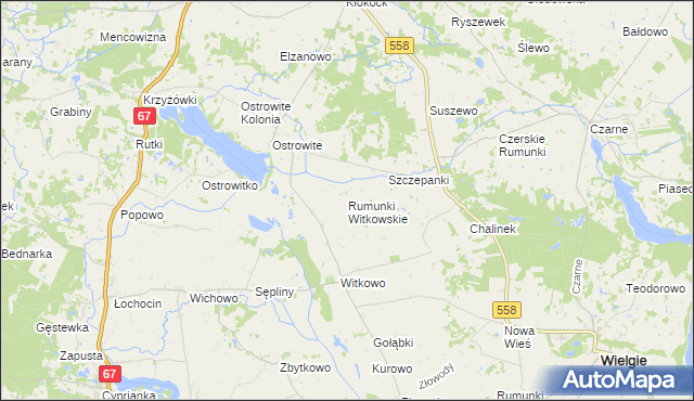 mapa Rumunki Witkowskie, Rumunki Witkowskie na mapie Targeo